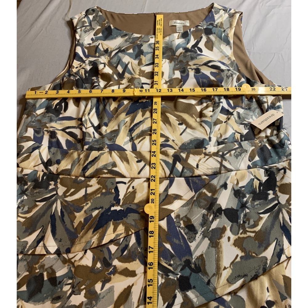 NWT- Dressbarn Women's Plus Size 22W Tiered Sheath Dress Abstract Leaf Print - Picture 6 of 7